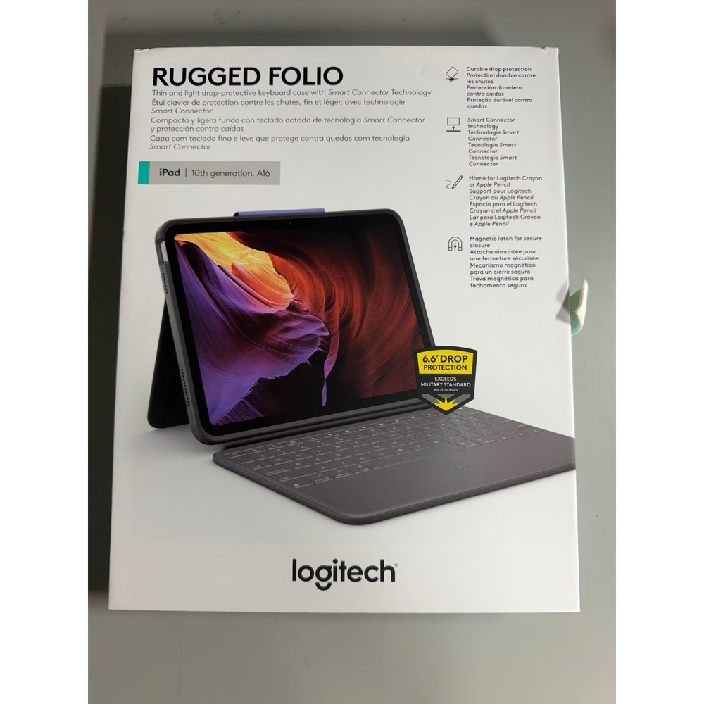 Logitech Rugged Folio Keyboard Case for iPad 10th Gen Oxford Grey 920-011295